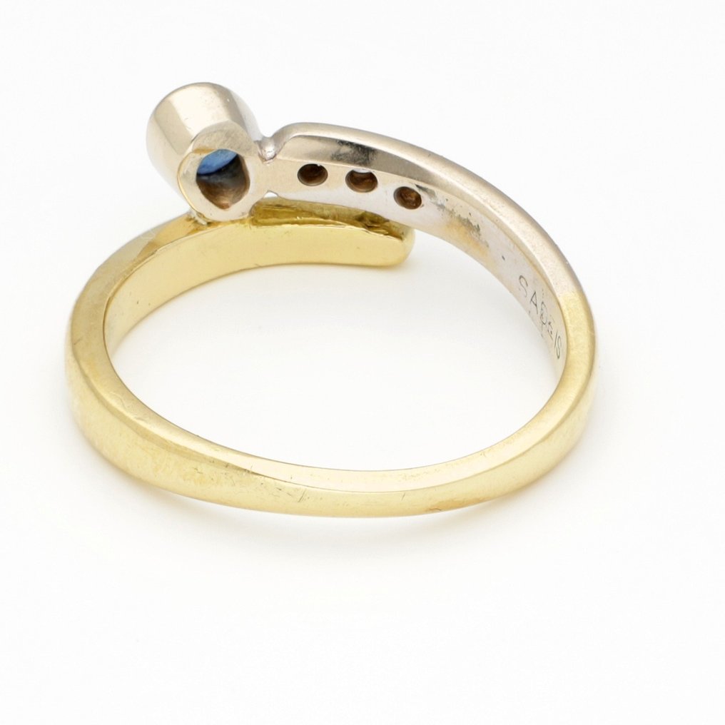 Δαχτυλίδι - 18 καράτια Κίτρινο χρυσό, Λευκός χρυσός Διαμάντι - Ζαφείρι  #2.1