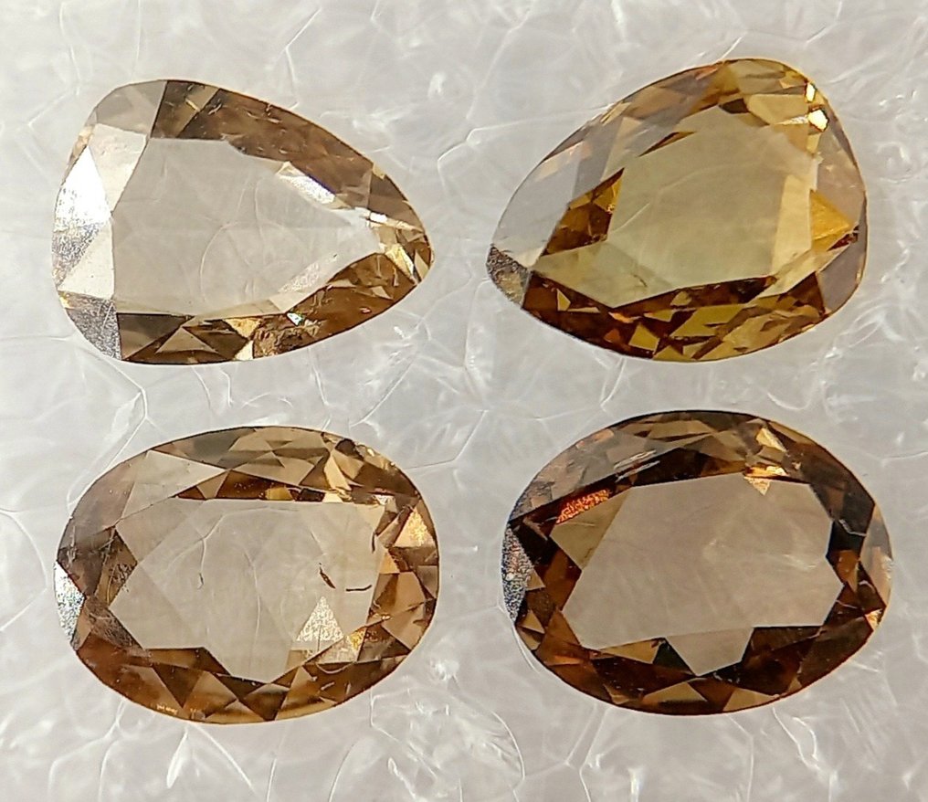 4 pcs Diamanti - 2.41 ct - Ovale, Pera - giallo arancio marrone fantasia - SI2, VS1 #3.1