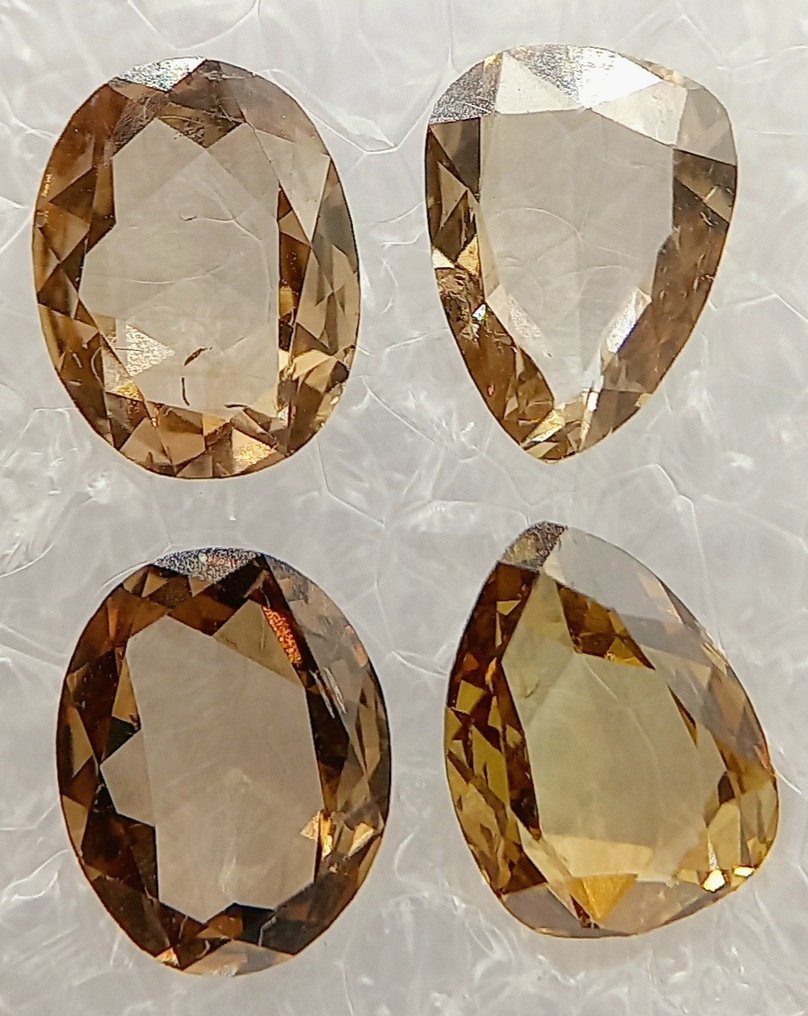 4 pcs Diamanti - 2.41 ct - Ovale, Pera - giallo arancio marrone fantasia - SI2, VS1 #2.1