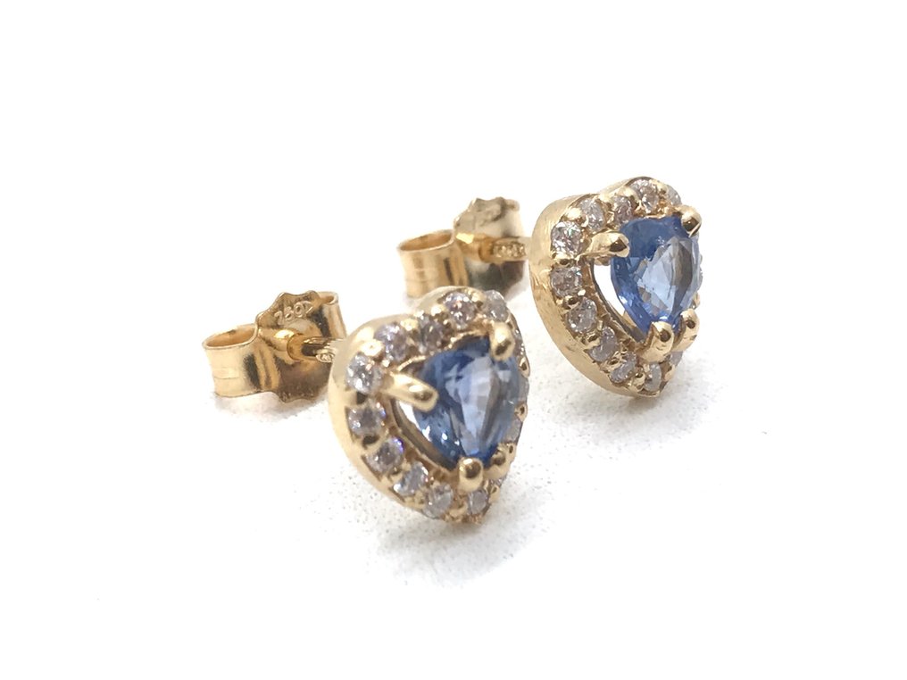 No Reserve Price - NO RESERVE PRICE - Earrings - 18 kt. Yellow gold -  1.40ct. tw. Tanzanite - Diamond #2.2