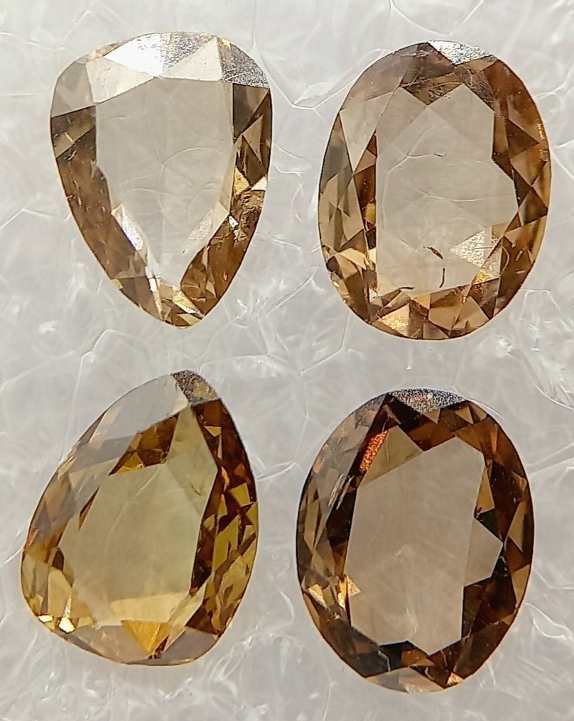 4 pcs Diamanti - 2.41 ct - Ovale, Pera - giallo arancio marrone fantasia - SI2, VS1 #2.2