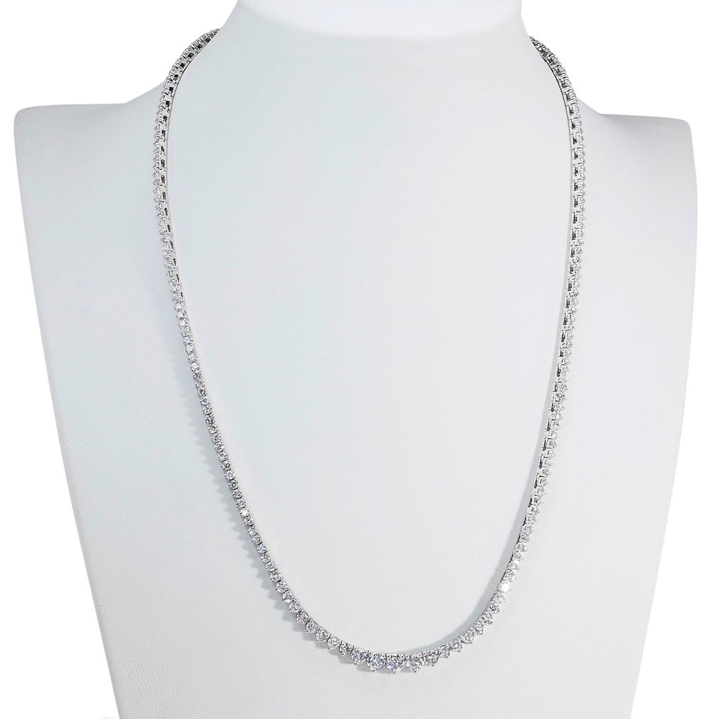 Halskette - 18 kt Weißgold -  7.63ct. tw. Diamant  (Natürlich) #1.1
