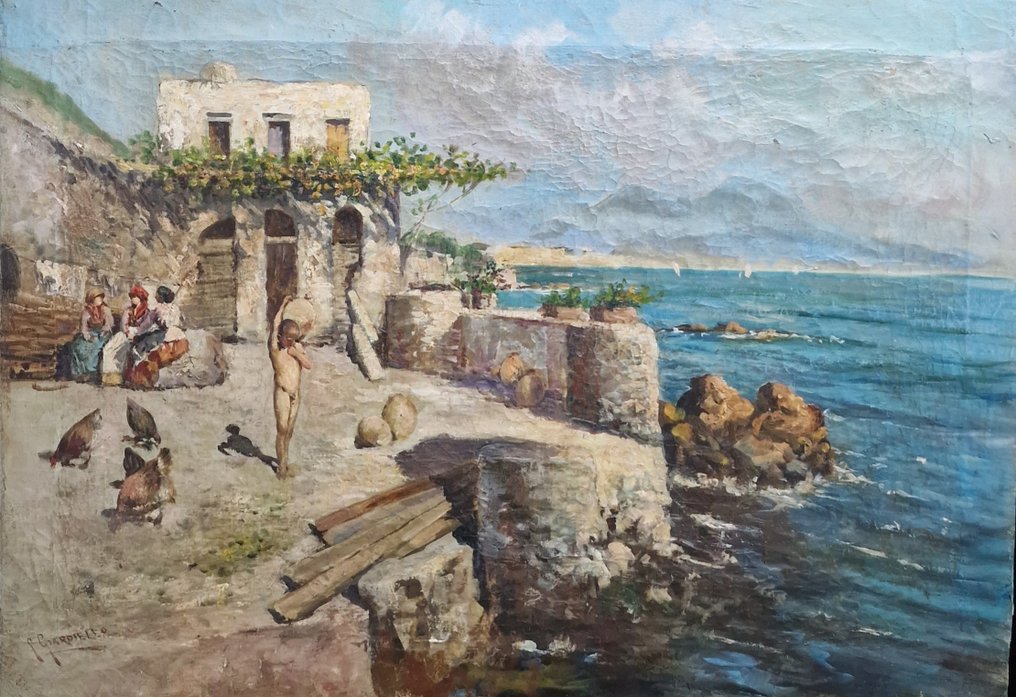 Giuseppe Giardiello (1877-1920) - Scena di vita a Capri #1.1