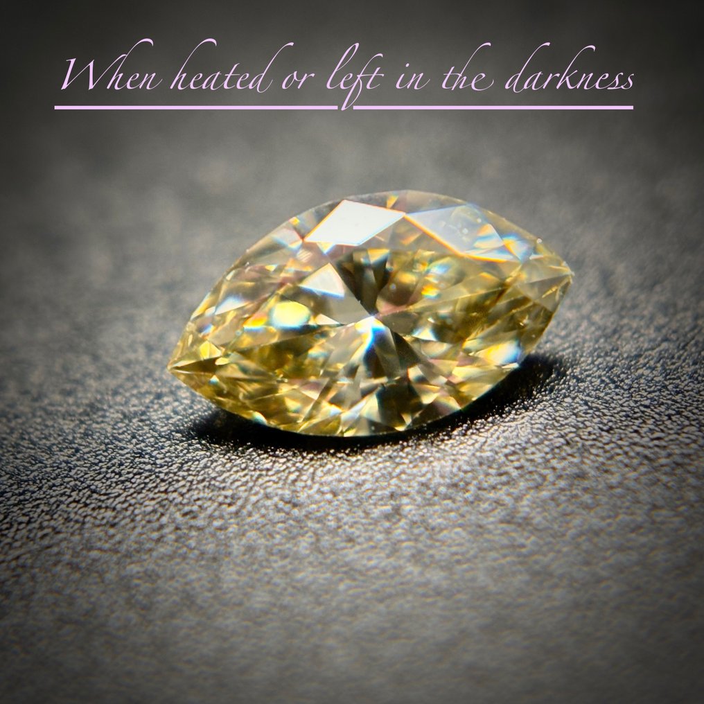 1 pcs Diamant - 0.13 ct - Markis - Chameleon - schickes hell gräulich-gelbliches Grün - VS1 #1.2