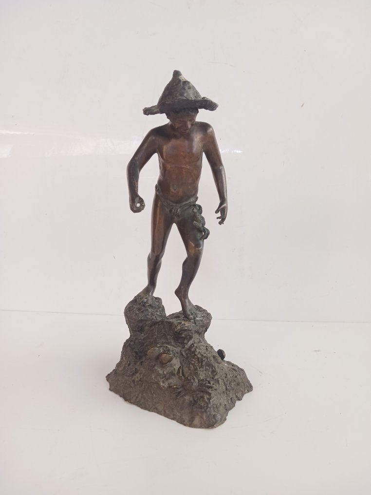 Skulptur, Pescatore sullo scoglio - 37 cm - Brons #1.1