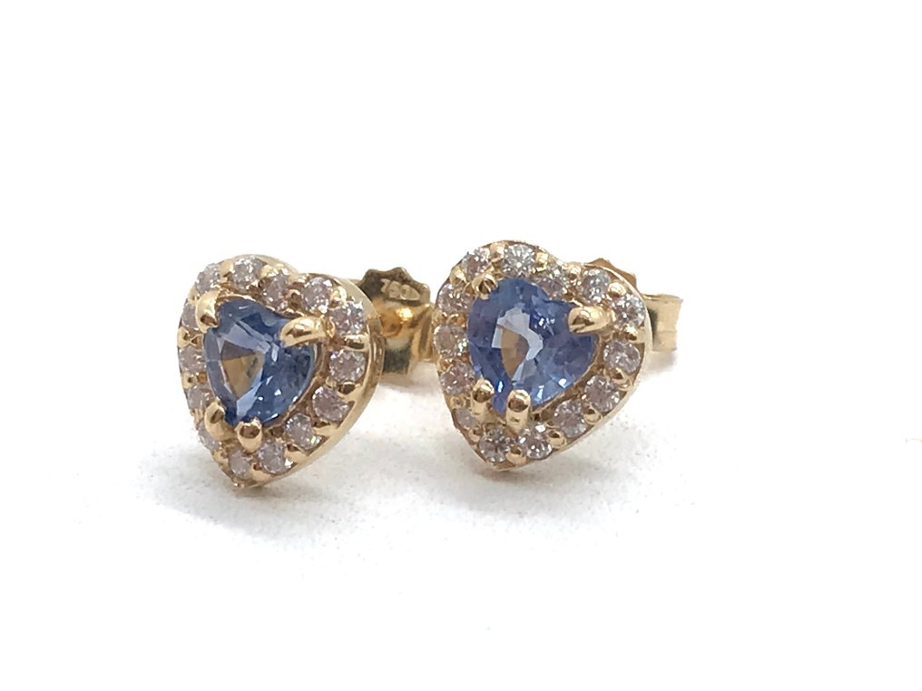 No Reserve Price - NO RESERVE PRICE - Earrings - 18 kt. Yellow gold -  1.40ct. tw. Tanzanite - Diamond #1.1
