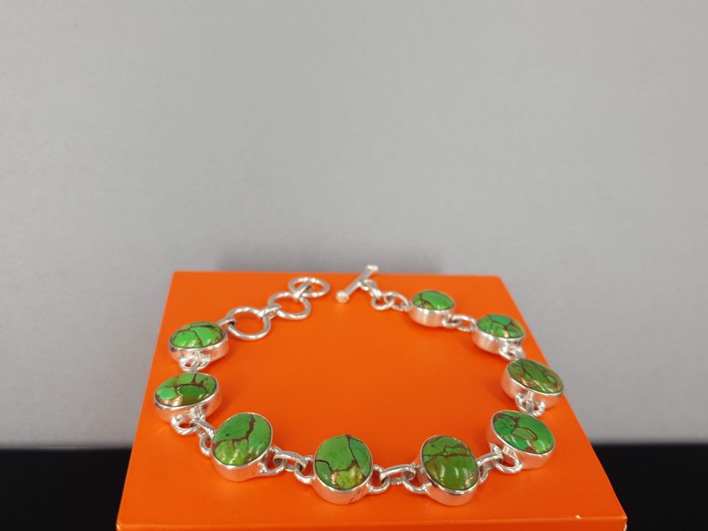 Argent, Turquoise Ajustable 18,5 cm, 20cm, 21 cm / Livraison gratuite - Bracelet #1.1