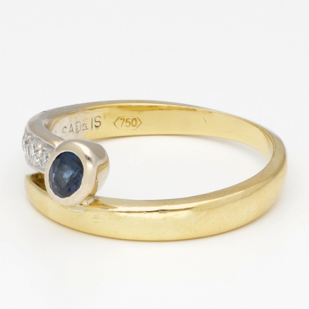 Δαχτυλίδι - 18 καράτια Κίτρινο χρυσό, Λευκός χρυσός Διαμάντι - Ζαφείρι  #1.2