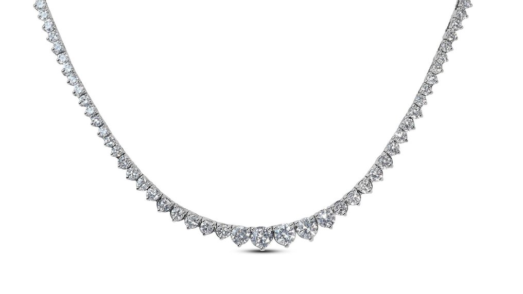 Halskette - 18 kt Weißgold -  7.63ct. tw. Diamant  (Natürlich) #3.2