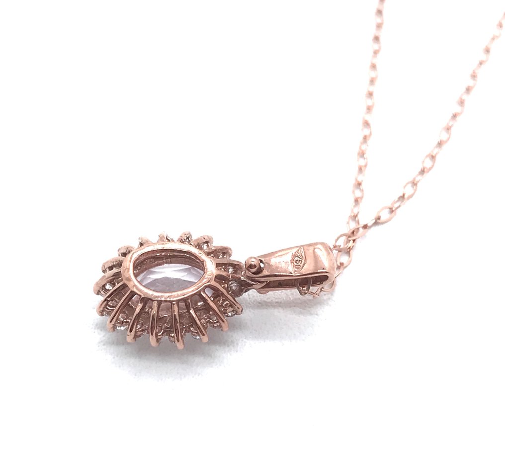 Necklace - 18 kt. Rose gold -  1.80ct. tw. Morganite - Diamond #2.1