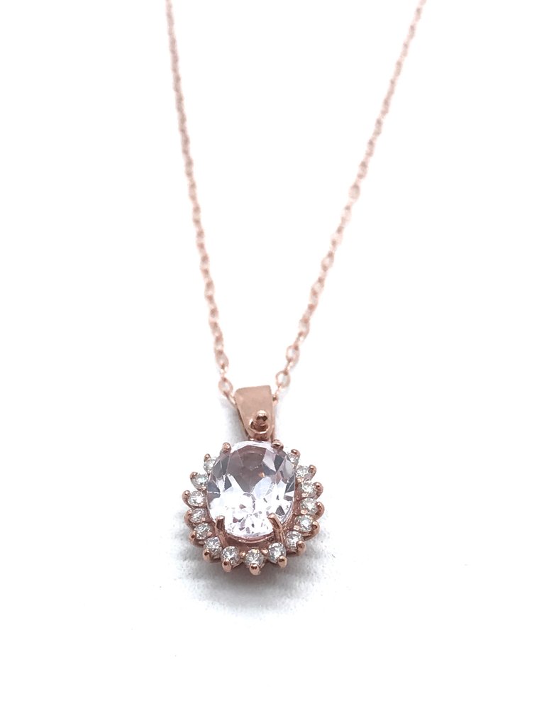 Necklace - 18 kt. Rose gold -  1.80ct. tw. Morganite - Diamond #1.1