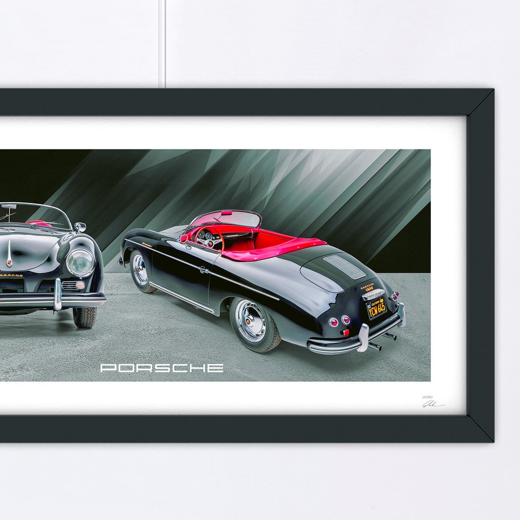 Porsche 356 A 1600 Speedster Roadster, 1957 - Fine Art Photography - Luxury Wooden Framed 80x40 cm - Limited Edition Nr 01 of 30 - Serial AA-111 #3.2