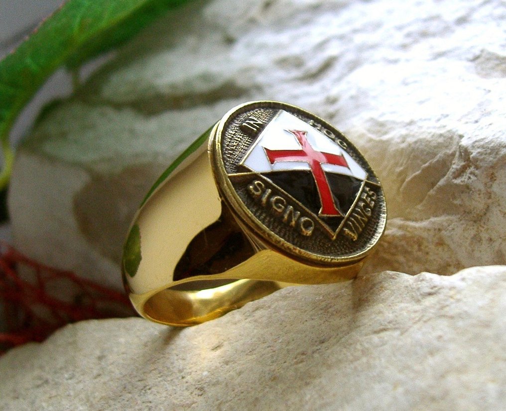 In Hoc Signo Vinces Christianity Latin Knights Templar 24kt Gold plated