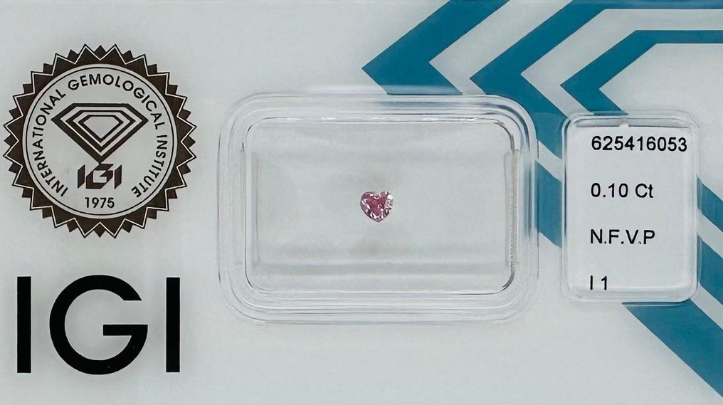 1 pcs Diamond  (Natural coloured)  - 0.10 ct - Fancy vivid Pink - I1 - IGI (IL) #2.1