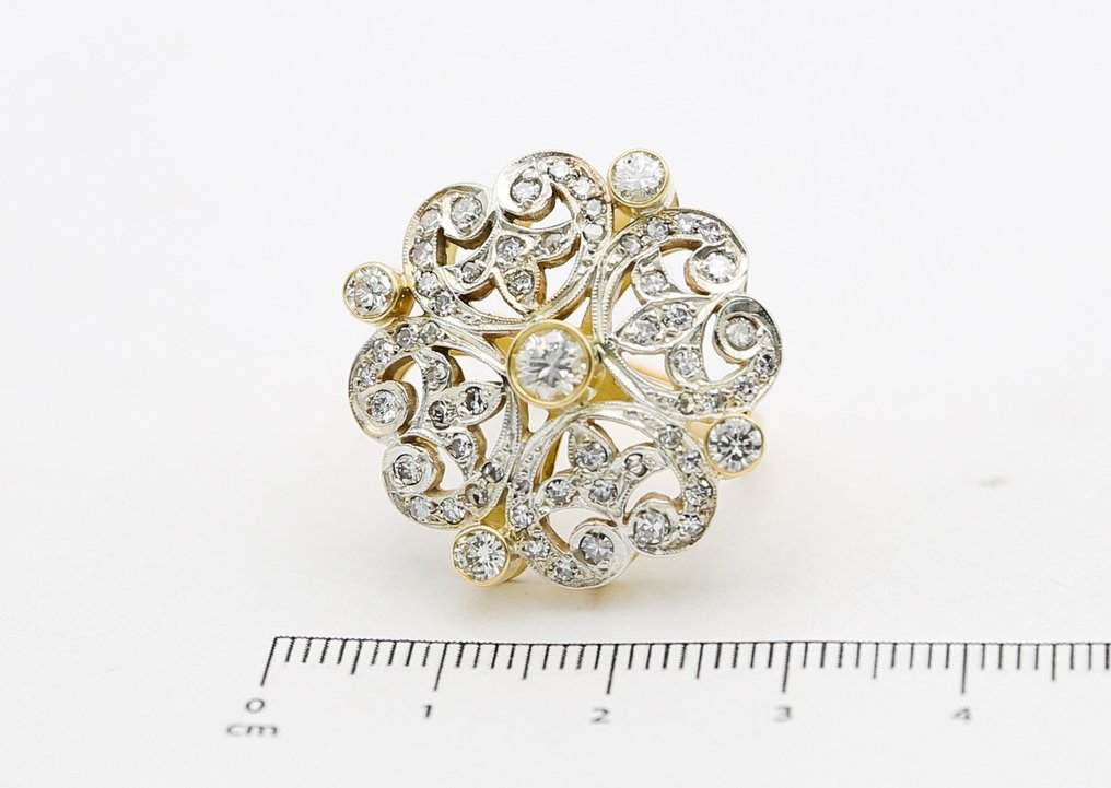 Δαχτυλίδι - 18 καράτια Κίτρινο χρυσό, Λευκός χρυσός Διαμάντι - Διαμάντι #2.2