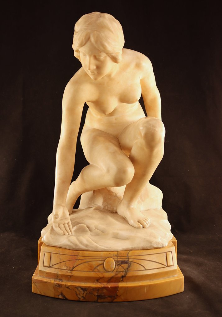 Escultura, Knielend klassiek naakt - 49 cm - Alabastro, Mármore #2.1