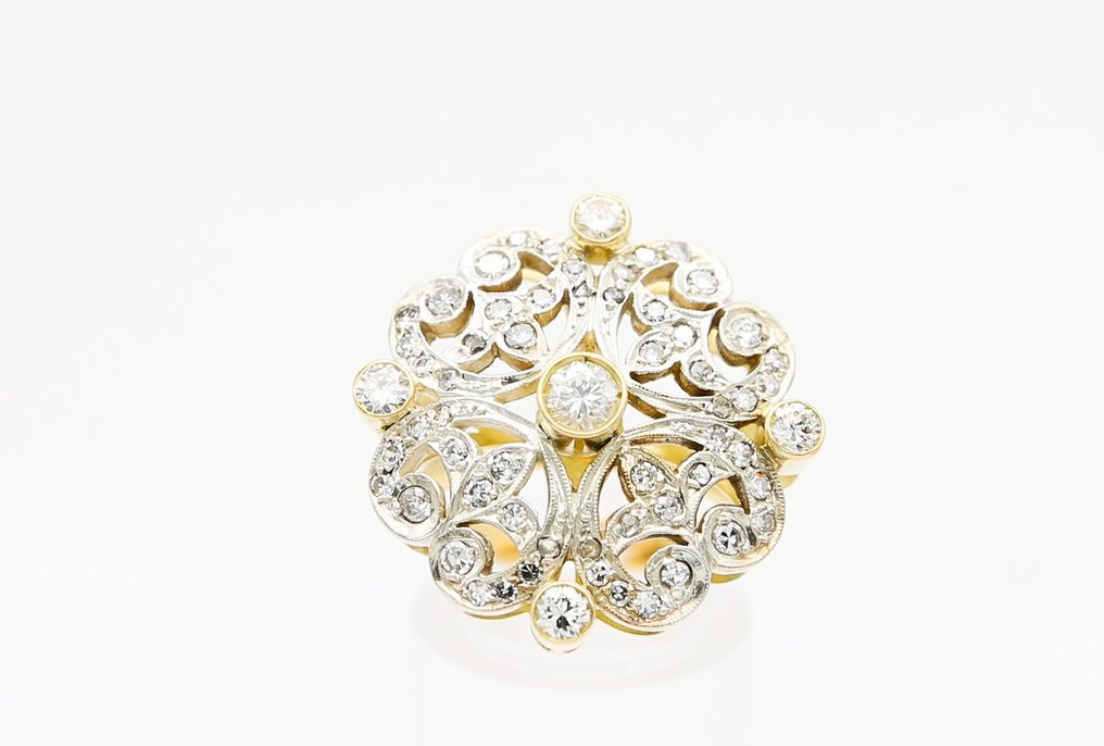 Δαχτυλίδι - 18 καράτια Κίτρινο χρυσό, Λευκός χρυσός Διαμάντι - Διαμάντι #3.1