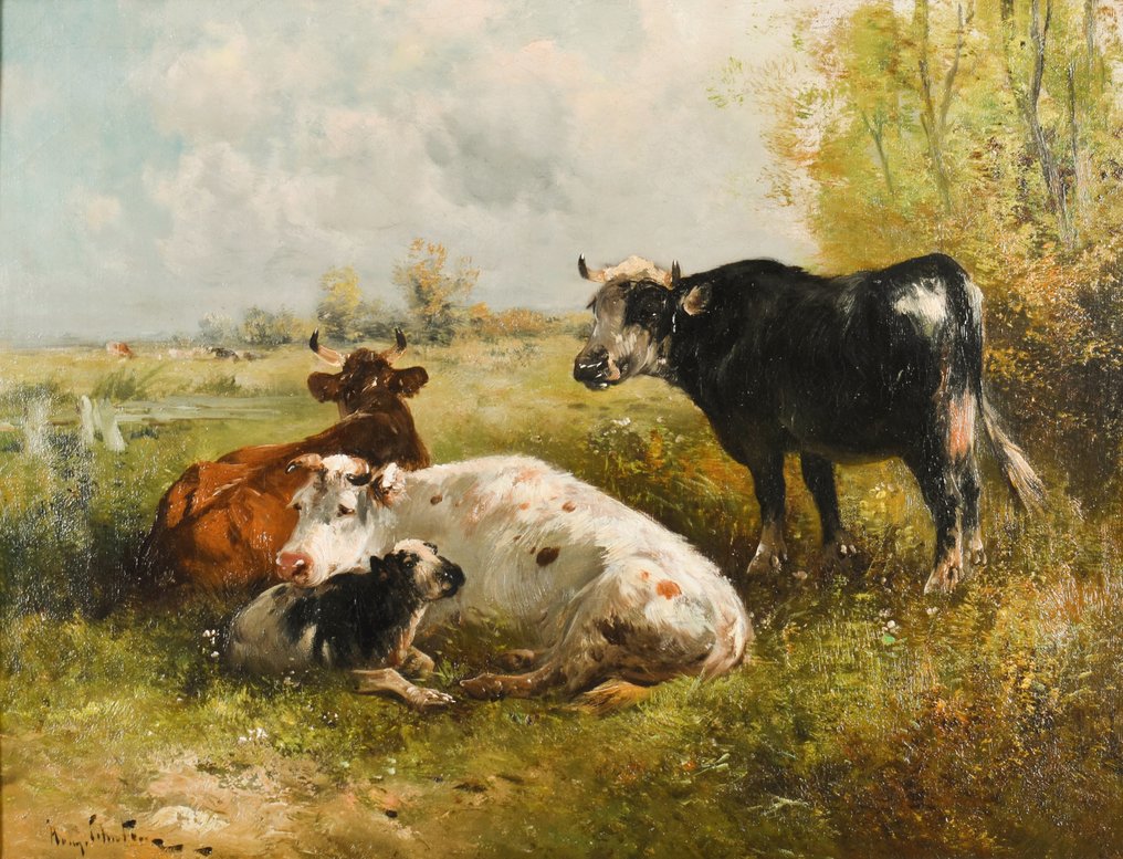 Henri Schouten (1857-1927) - Cows in a meadow #1.1
