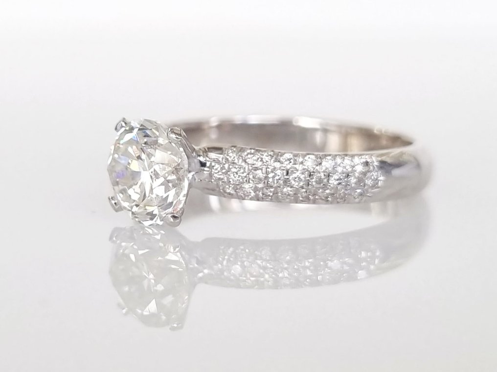 Forlovelsesring - 18 kraat Hvidguld -  1.31ct. tw. Diamant  (Natur) #3.1