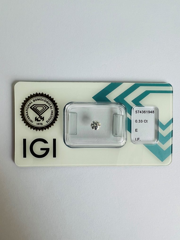 1 pcs 鑽石  (天然)  - 0.33 ct - 圓形 - E(近乎完全無色) - IF - 國際寶石學院（International Gemological Institute (IGI)） #1.1