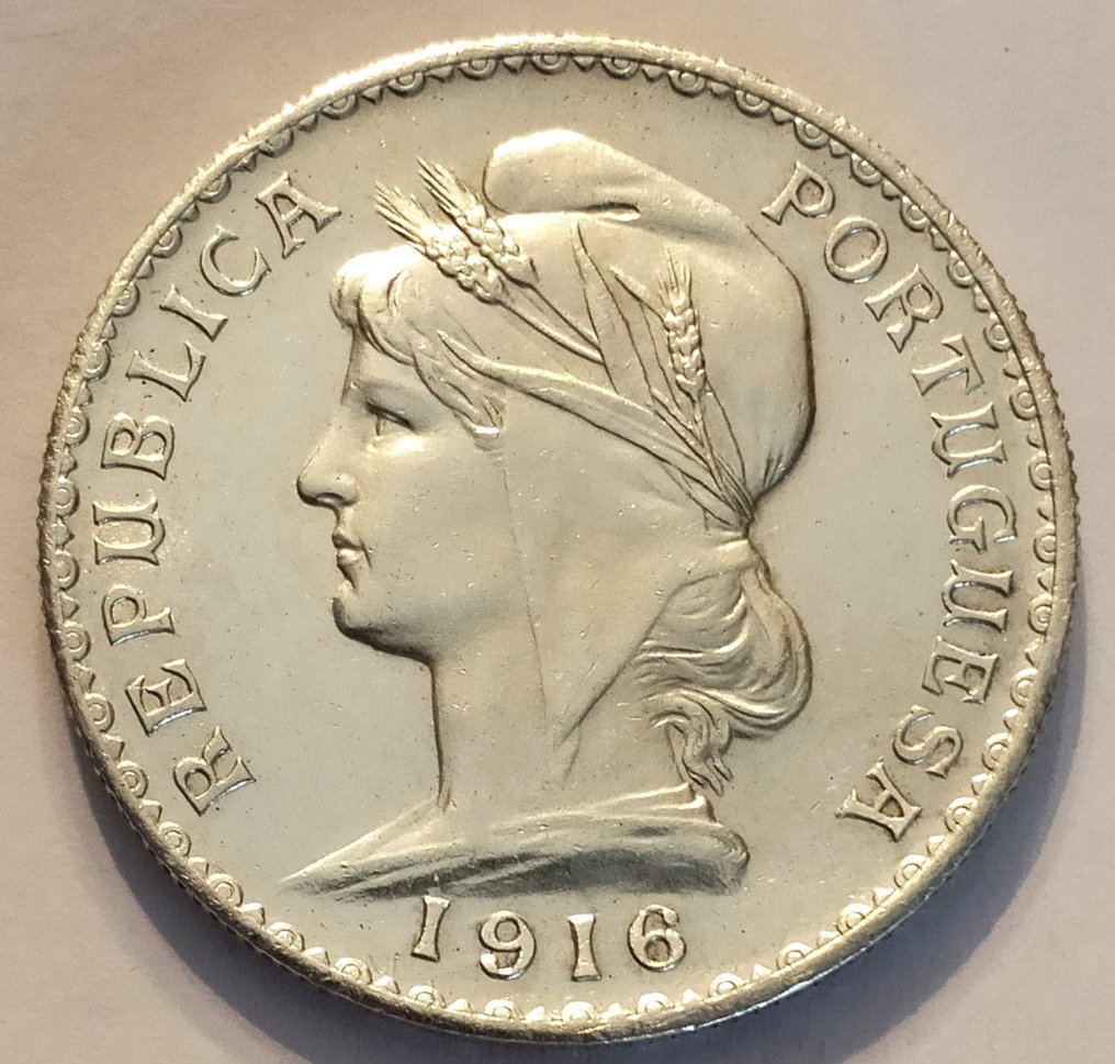 Portugal. Republic. 1 Escudo 1916 (Zonder Minimumprijs) #2.1