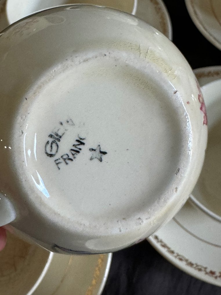 Gien - Serviciu de cafea și ceai (23) - Gien- Vaisselle ancienne - Vas ceramică crem #2.1
