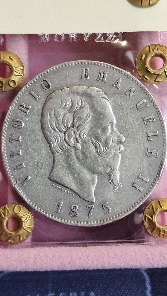 Italia, Reino de Italia. Víctor Manuel II de Saboya (1861-1878). 5 Lire 1875/1878 (4 monete) #2.1