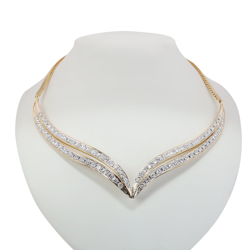 Halskette - 18 kt Gelbgold -  3.20ct. tw. Diamant  (Natürlich) #1.1