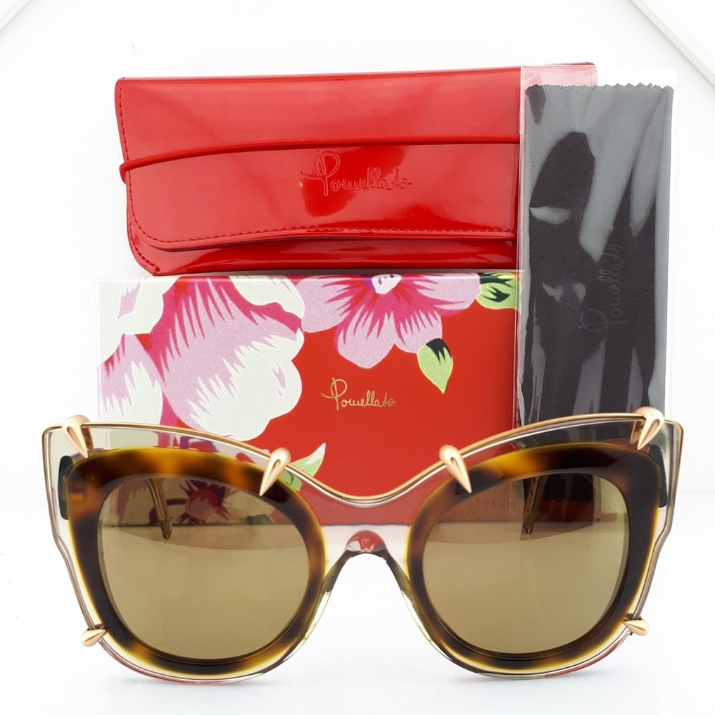 Pomellato - Cat Eye Translucent Grey & Tortoise Shell with Gold Tone Details "NEW" - Sunglasses #1.2