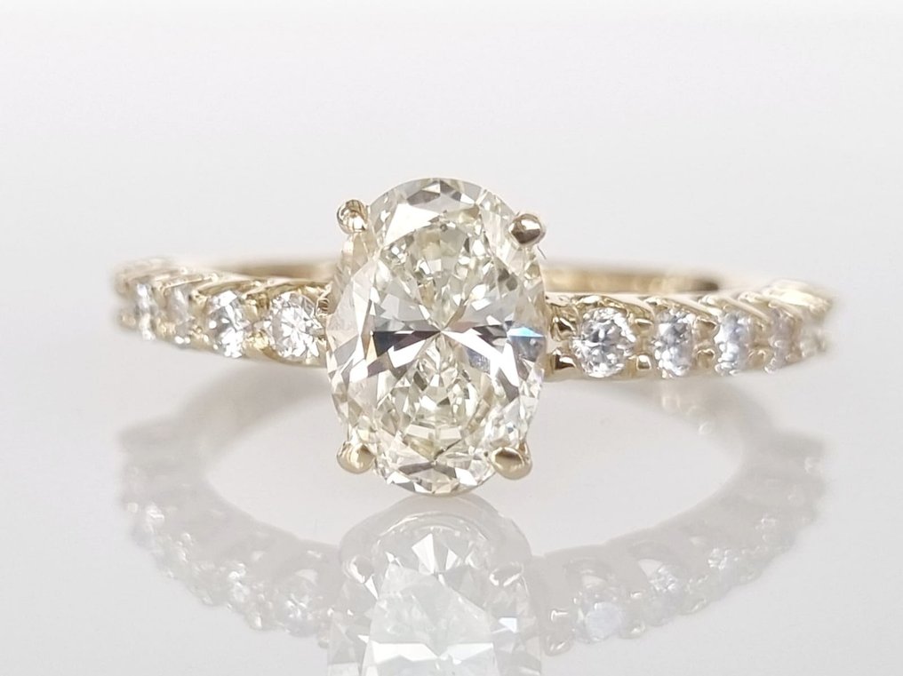 Inel de logodnă - 14 ct. Aur galben -  1.56ct. tw. Diamant  (Natural) - Diamant #1.1