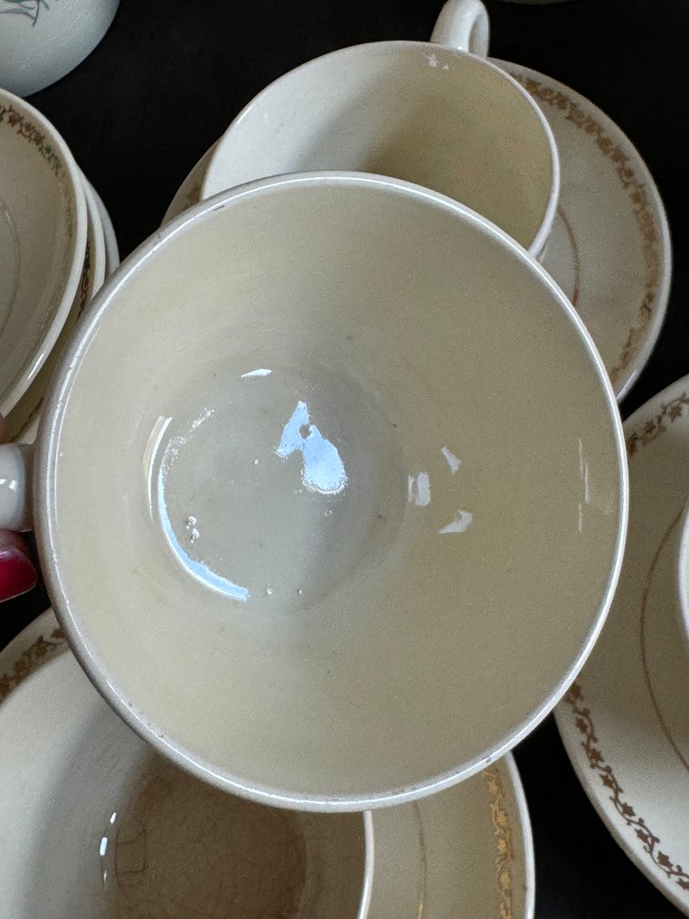 Gien - Serviciu de cafea și ceai (23) - Gien- Vaisselle ancienne - Vas ceramică crem #3.1