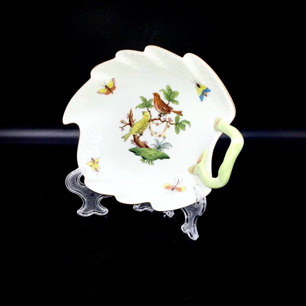 Herend - Exquisite Leaf Shape Vide Poche (14,5 cm) - "Rothschild Bird" Pattern - Plat - Porcelaine peinte à la main #2.1