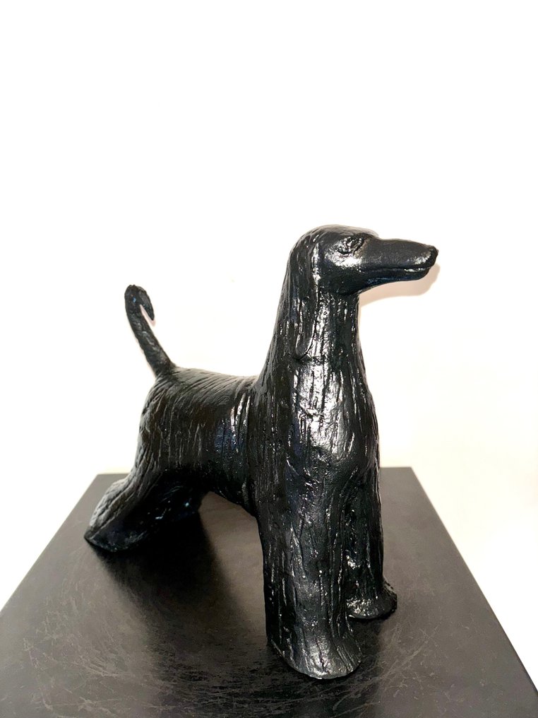 Abdoulaye Derme - Skulptur, Levrier Afgan - 24 cm - afrikansk bronse #1.2