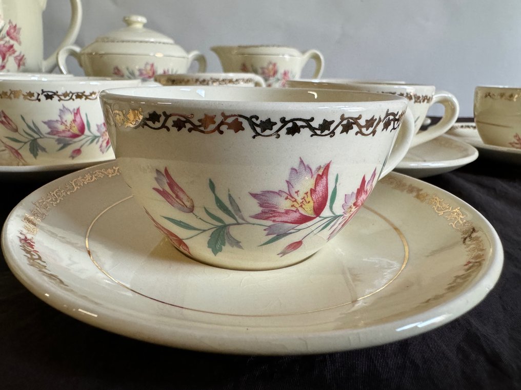 Gien - Serviciu de cafea și ceai (23) - Gien- Vaisselle ancienne - Vas ceramică crem #3.2