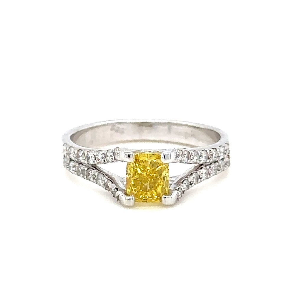 Anel - 14 K Ouro branco -  1.40ct. tw. Amarelo Diamante  (Cor tratada) - Diamante #1.1