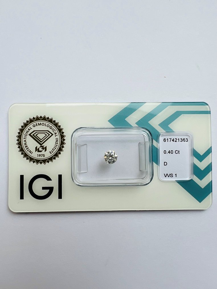 1 pcs Gyémánt  (Természetes)  - 0.40 ct - Briliáns - D (színtelen) - VVS1, Ex Ex Ex - Nemzetközi Gemmológiai Intézet (IGI) #1.1