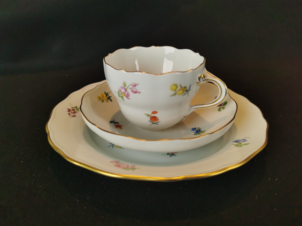 Meissen - Cup and saucer (3) - First Choice “Scattered Flowers” model #1.1