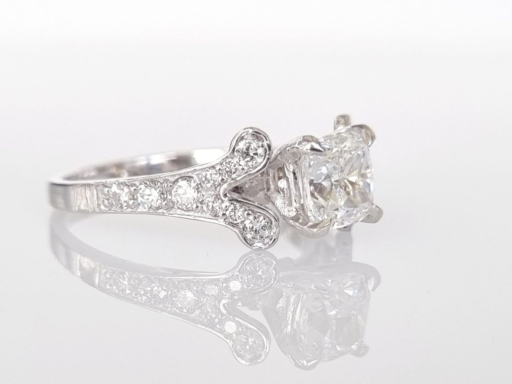 Engagement ring - 14 kt. White gold -  1.31 tw. Diamond  (Natural) #2.1