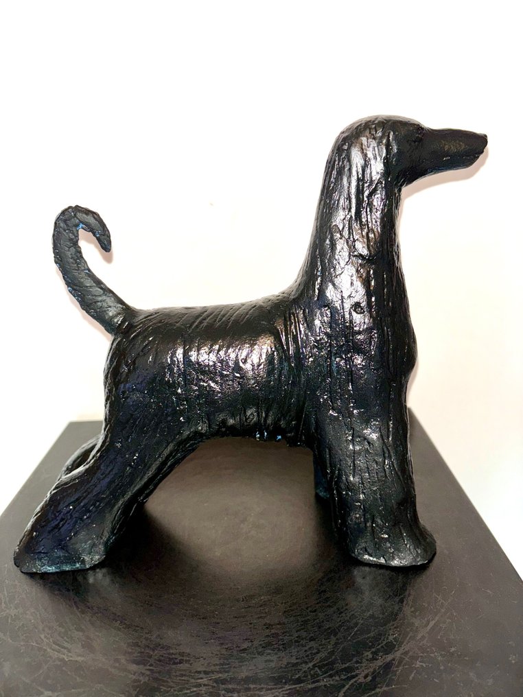 Abdoulaye Derme - Skulptur, Levrier Afgan - 24 cm - afrikansk bronse #1.1