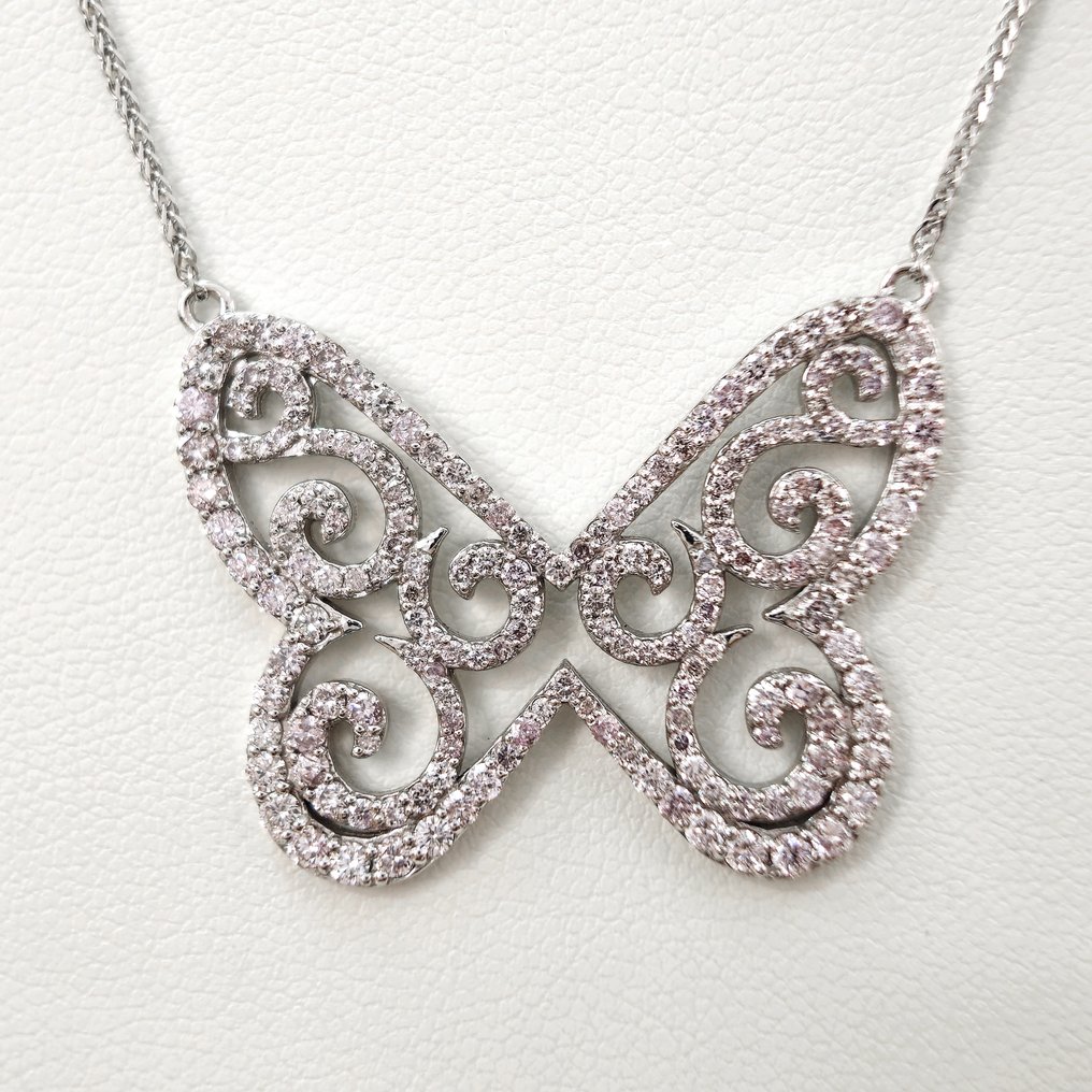 2.08 ct N.Fancy Pink Diamond Pendant Necklace - 6.66 gr - Halsband med hänge - 14 kt Vittguld Diamant  (Natural)  #1.1