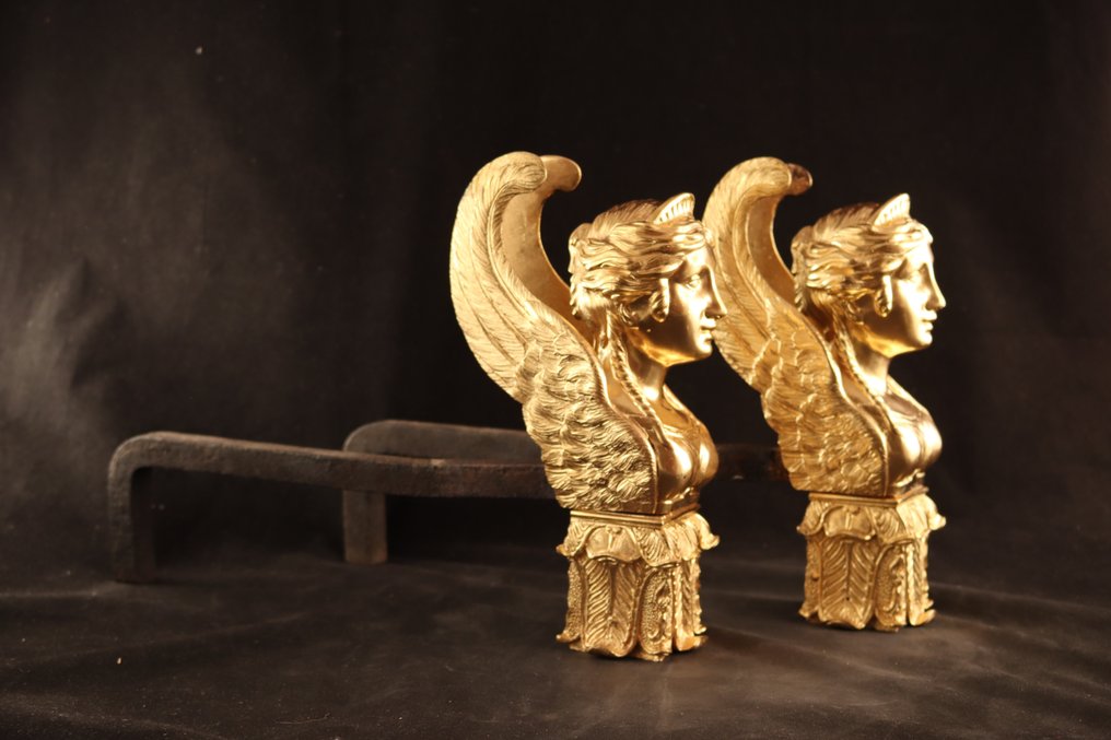 Chenet (2) - Fer, Bronze doré - Sphinx #1.1
