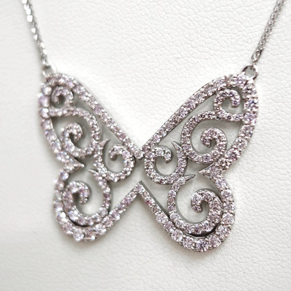 2.08 ct N.Fancy Pink Diamond Pendant Necklace - 6.66 gr - Necklace with pendant - 14 kt. White gold Diamond  (Natural)  #1.2