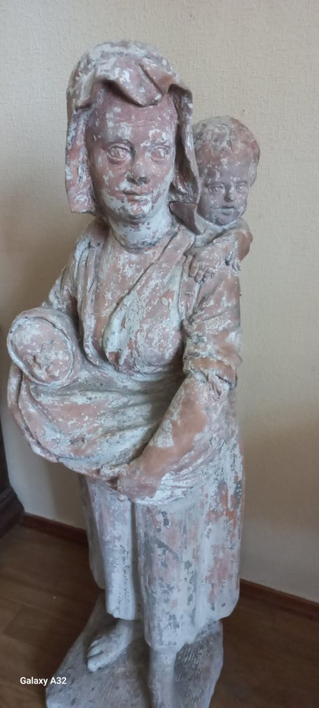Rzeźba, Tuinbeeld Vrouwe met kinderen - 93 cm - Terakota #1.1