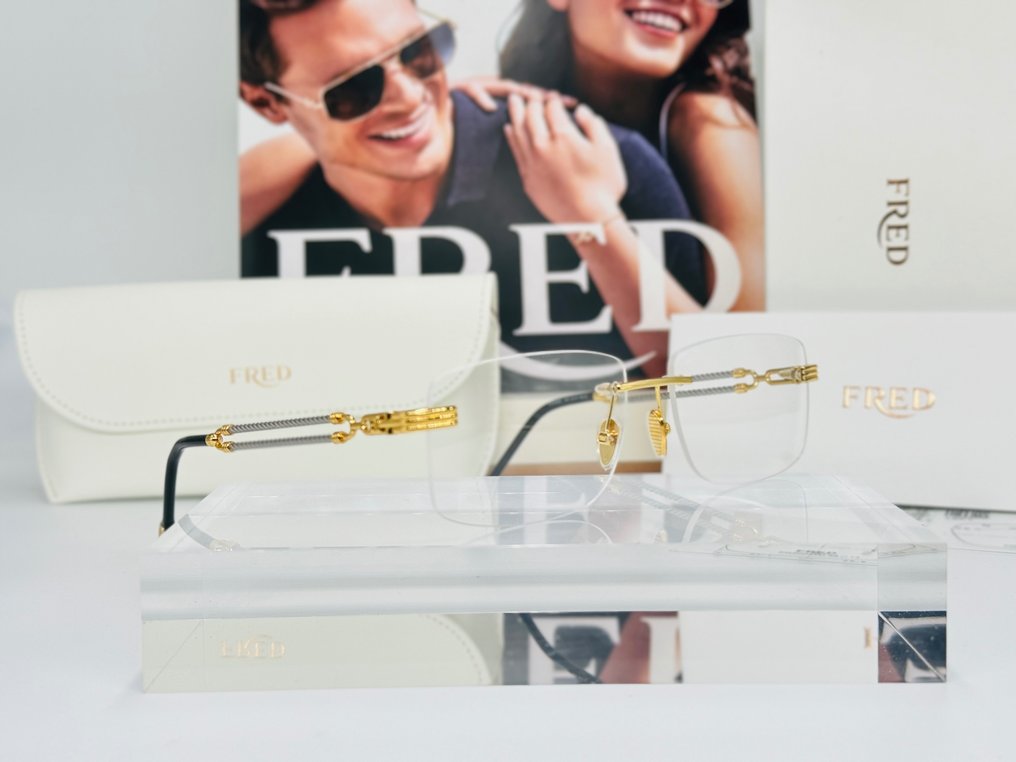 Other brand - Fred Rimless Double Lenght Bicolor Gold Planted Ref. FG50047 100% Genuine - Solbriller #1.1