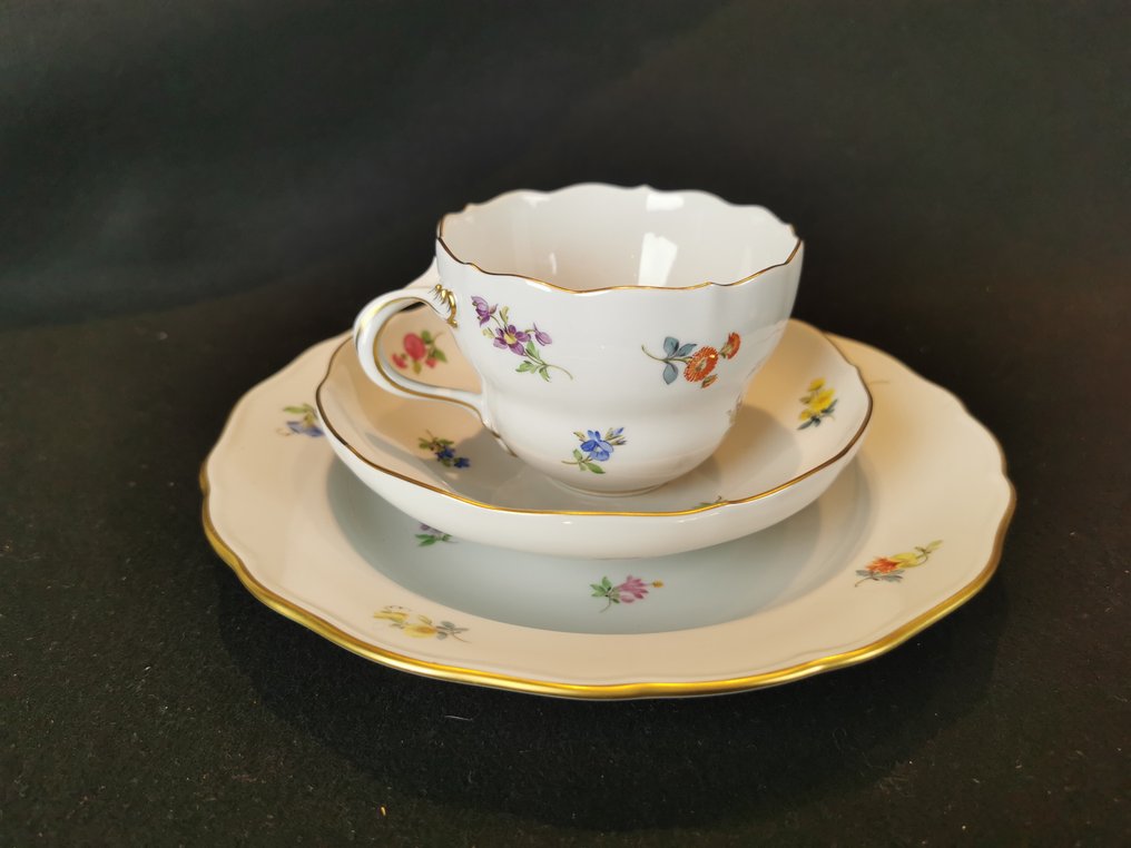 Meissen - Cup and saucer (3) - First Choice “Scattered Flowers” model #2.1
