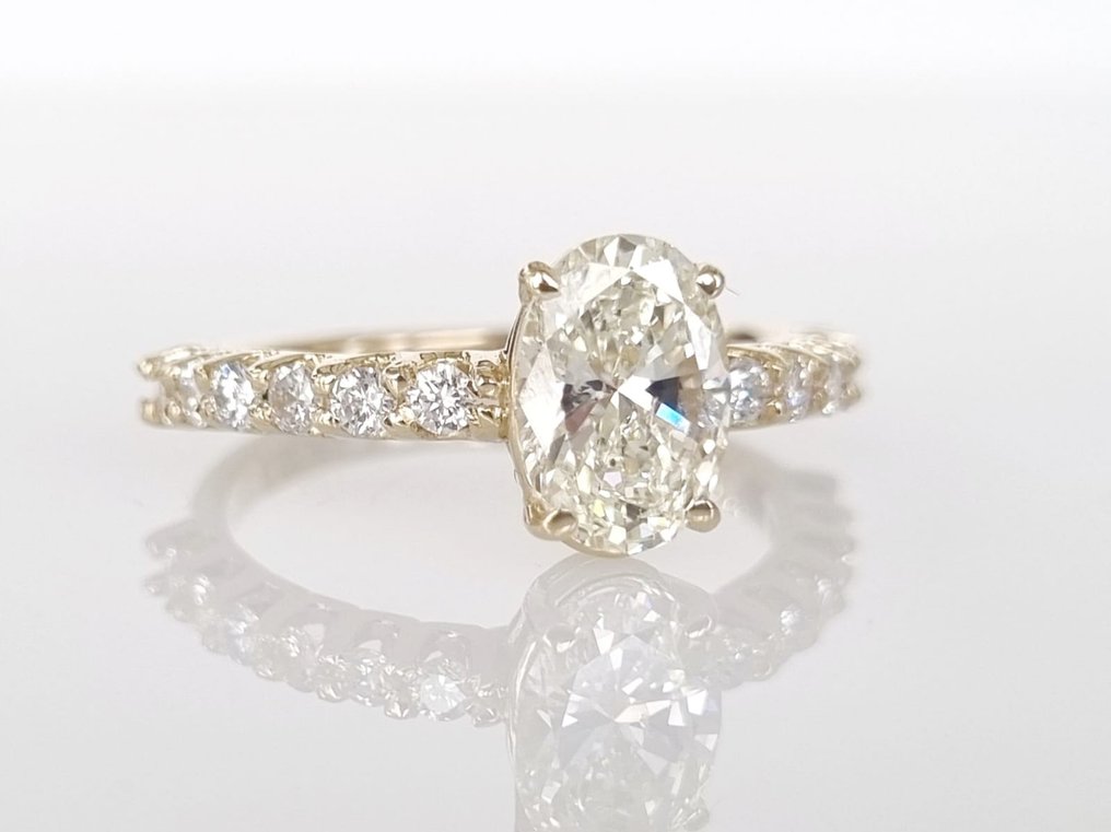 Engagement ring - 14 kt. Yellow gold -  1.56ct. tw. Diamond  (Natural) - Diamond #2.1
