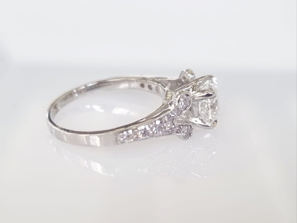 Anello di fidanzamento - 14 carati Oro bianco -  1.31ct. tw. Diamante  (Naturale) #2.2