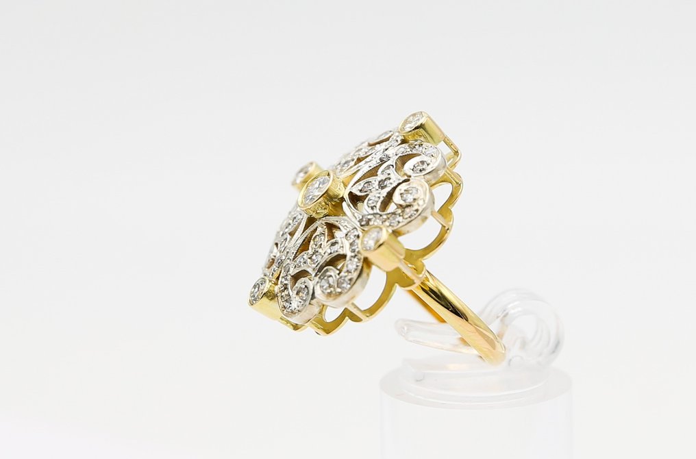 Δαχτυλίδι - 18 καράτια Κίτρινο χρυσό, Λευκός χρυσός Διαμάντι - Διαμάντι #3.2