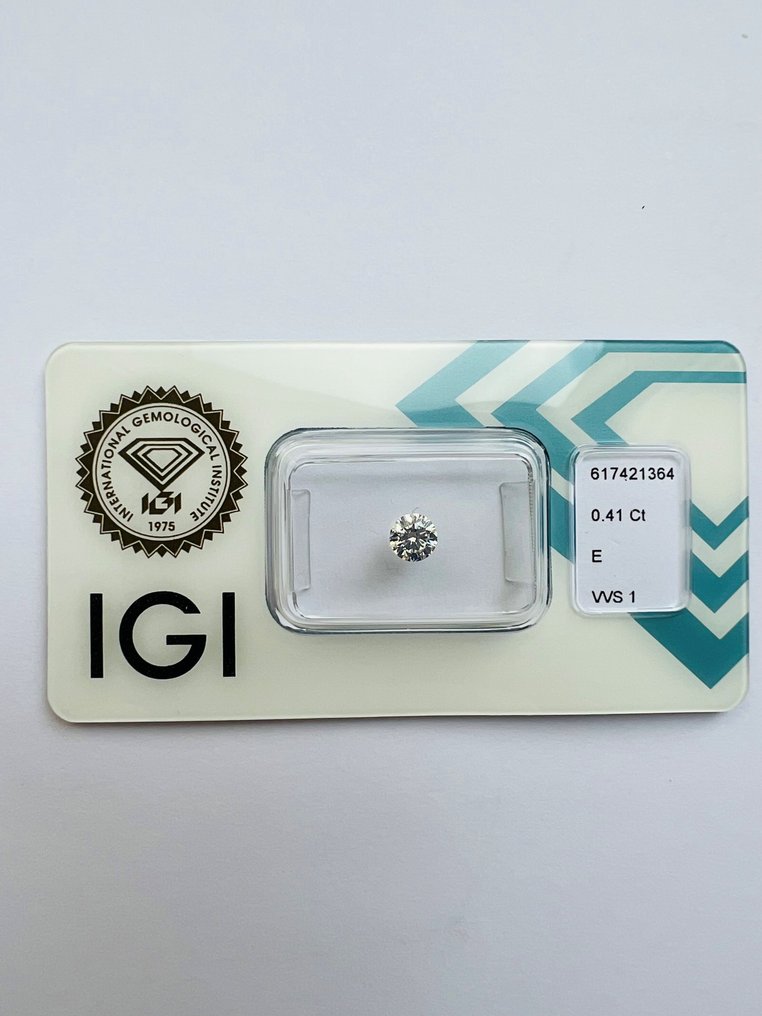 1 pcs Diamant  (Naturelle)  - 0.41 ct - Brillant - E - VVS1 - International Gemological Institute (IGI) #1.1