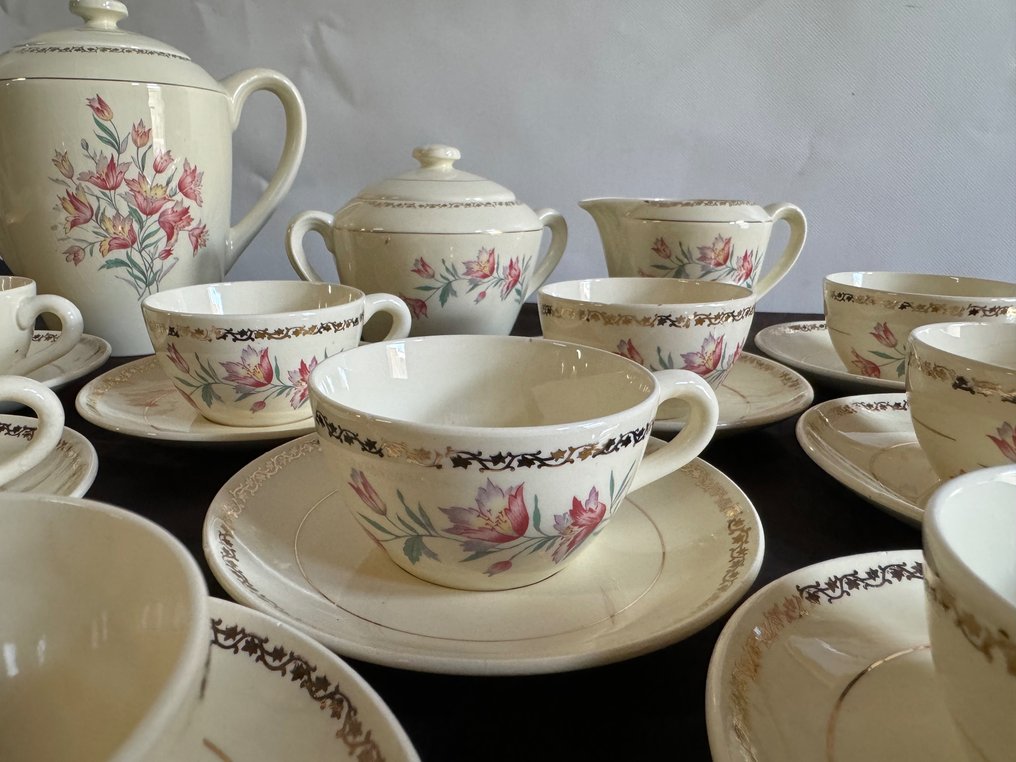 Gien - Serviciu de cafea și ceai (23) - Gien- Vaisselle ancienne - Vas ceramică crem #1.1